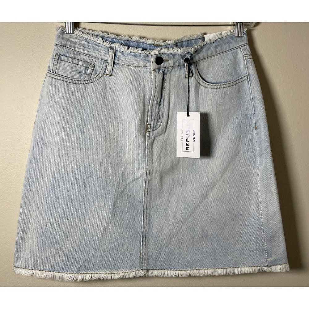 For‎ The Republic Denim Frayed Hem Skirt NWT Women's Size 12/30 Festival Western